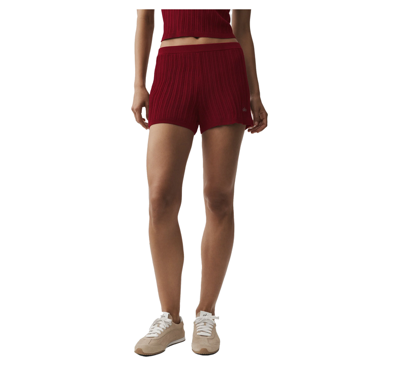 alo Women's Sweater High-Waist Sunlit Short Summer Romance Red