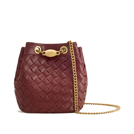 JW PEI Women's Yara Hand Woven Bucket Bag Burgundy