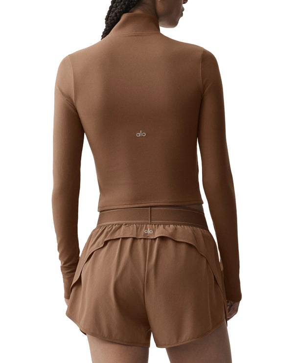 alo Women's ALO Softsculpt Precision 1/4 Zip Long Sleeve Sun Kissed Brown