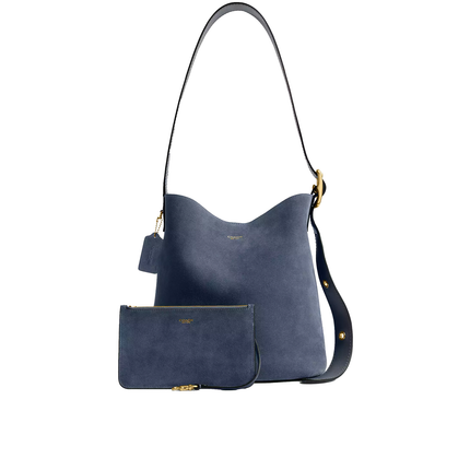 Coach Women's Bleecker Bucket Bag Suede/Brass/Light Denim