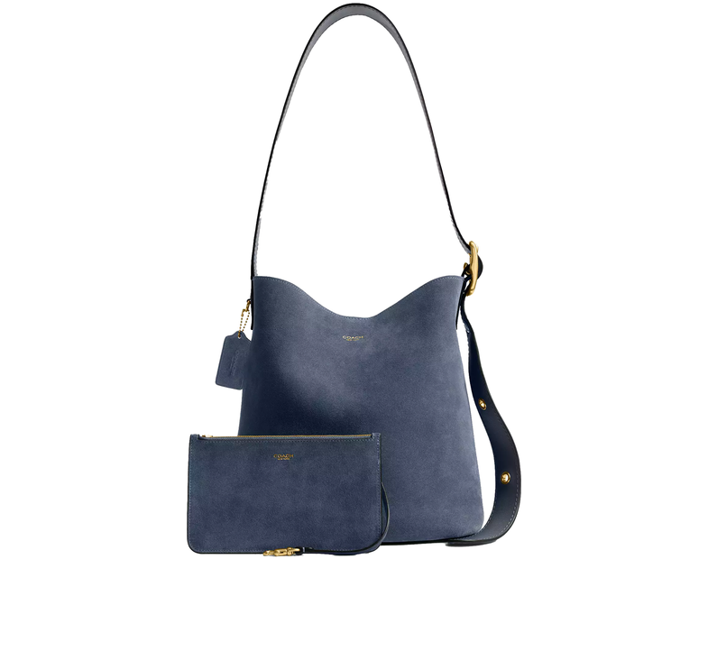 Coach Women's Bleecker Bucket Bag Suede/Brass/Light Denim