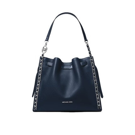 Michael Kors Women's Mina Large Chain Shoulder Bag Navy/Silver