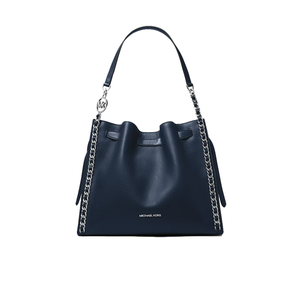 Michael Kors Women's Mina Large Chain Shoulder Bag Navy/Silver