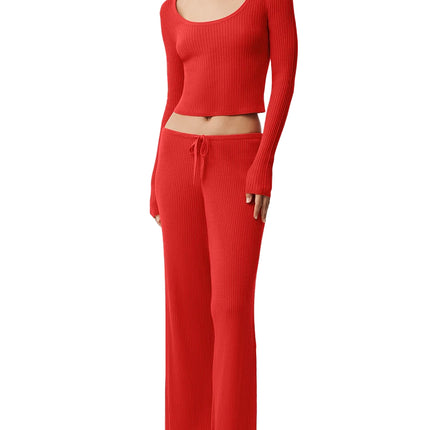 alo Women's Sweater Knit Unwind Long Sleeve Bright Red
