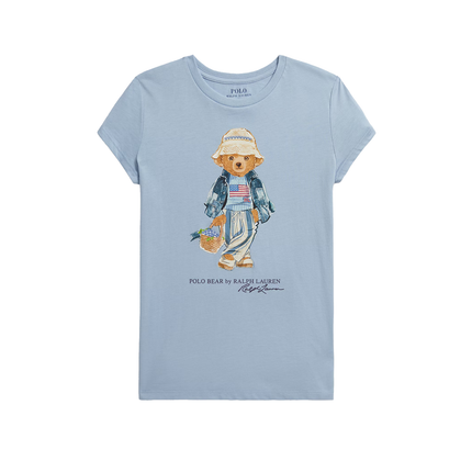 Polo Ralph Lauren Girl's Polo Bear Cotton Jersey Tee Estate Blue