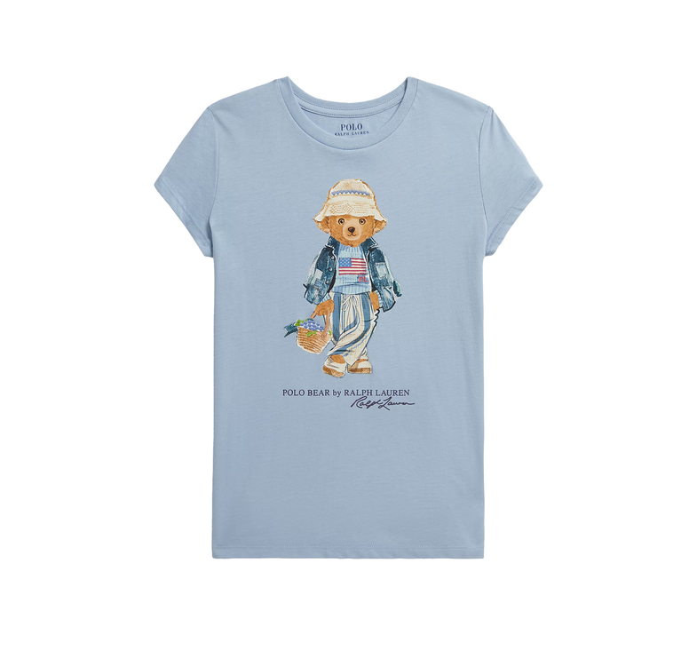Polo Ralph Lauren Girl's Polo Bear Cotton Jersey Tee Estate Blue