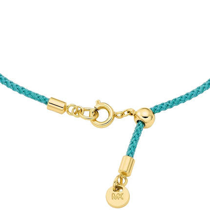 Michael Kors Women's Pavé Gold-Tone Logo Corded Bracelet Turquoise