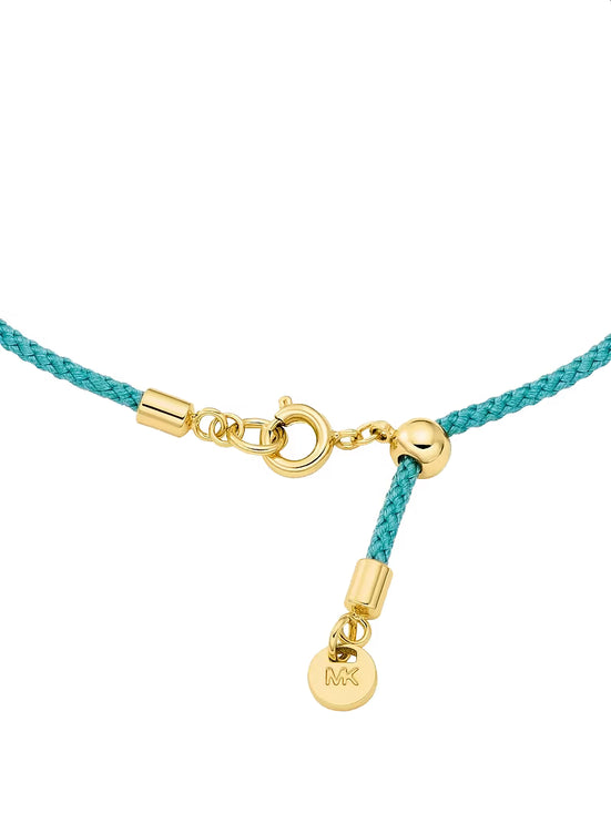 Michael Kors Women's Pavé Gold-Tone Logo Corded Bracelet Turquoise