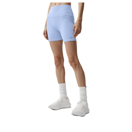 alo Women's 5" Seamless Ribbed Favorite Short Light Provence Blue