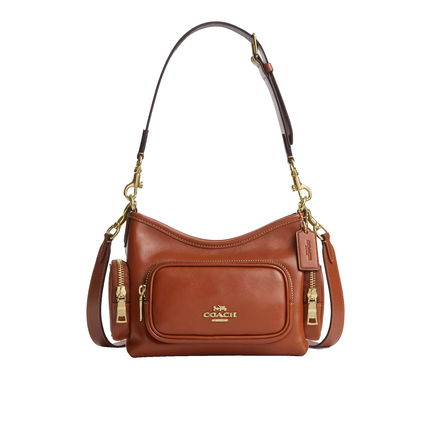 Coach Women's Laurel Shoulder Bag 22 With Pockets Gold/Cinnamon