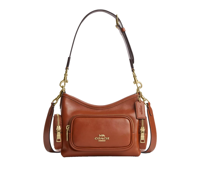Coach Women's Laurel Shoulder Bag 22 With Pockets Gold/Cinnamon