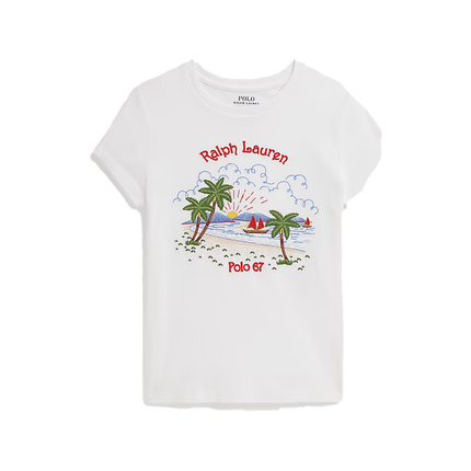 Polo Ralph Lauren Girl's Embroidered Cotton Jersey Tee White