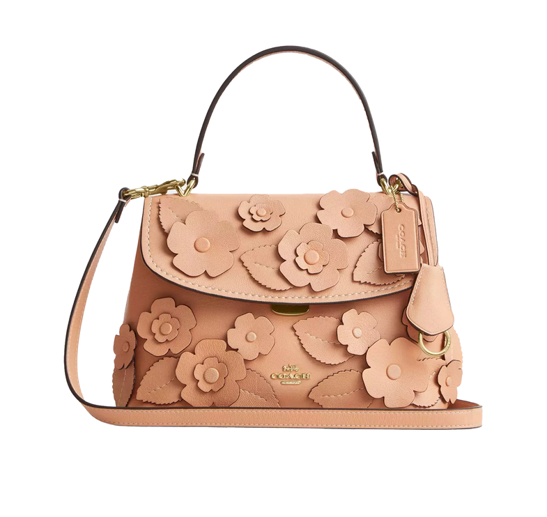Coach Women's Emory Top Handle Bag With Floral Applique Gold/Light Pink