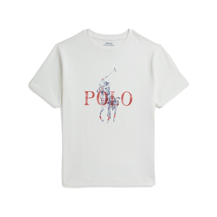 Polo Ralph Lauren Boy's Big Pony Cotton Jersey Tee Deckwash White