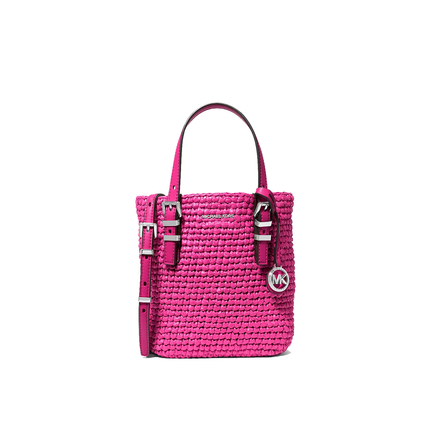 Michael Kors Women's Quinn Extra-Small Hand-Crocheted Crossbody Bag Raspberry/Silver