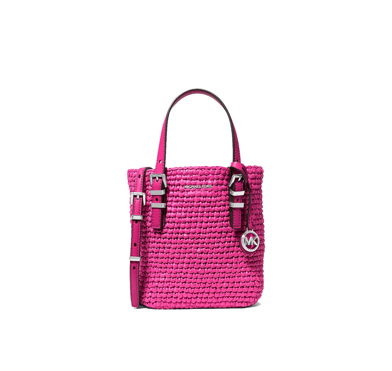 Michael Kors Women's Quinn Extra-Small Hand-Crocheted Crossbody Bag Raspberry/Silver