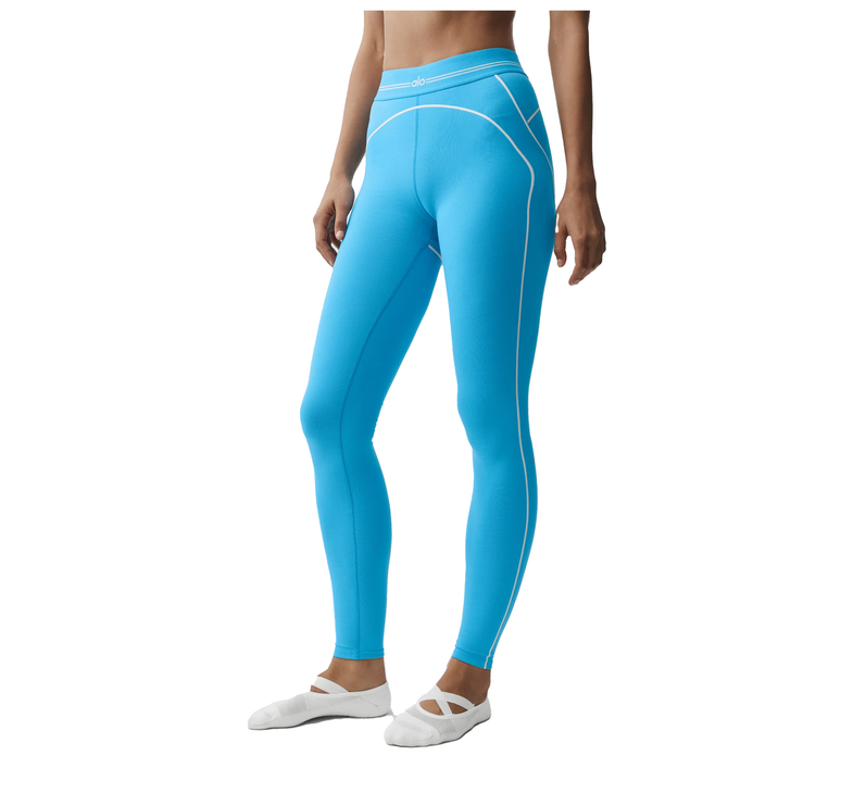 alo Women's Airbrush High-Waist Heart Throb Legging Full Azure Blue/White
