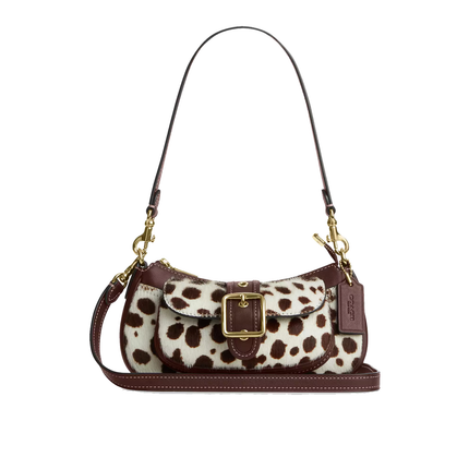 Coach Women's Ashton Mini Shoulder Bag In Haircalf Gold/Dark Brown Chalk