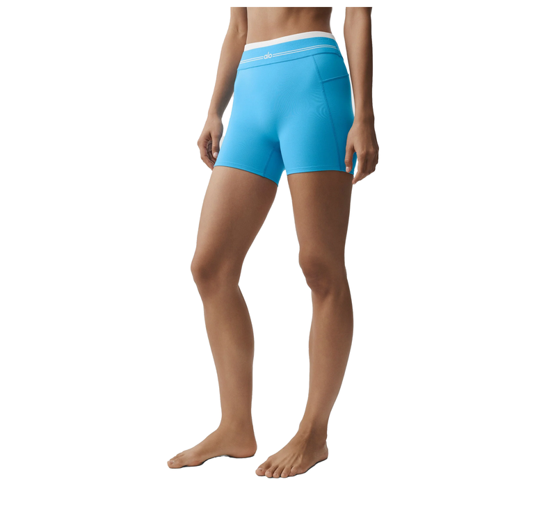 alo Women's Airbrush High-Waist Better Together Short Azure Blue/White