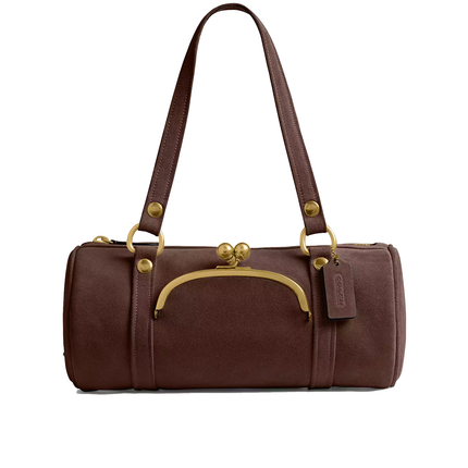 Coach Women's Kisslock Barrel Bag Brass/Dark Chocolate