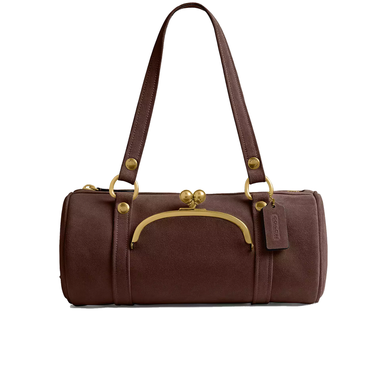 Coach Women's Kisslock Barrel Bag Brass/Dark Chocolate