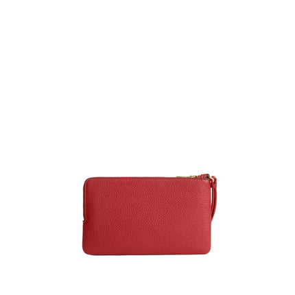 Coach Women's Double Zip Wallet In Signature Canvas Gold/Crimson