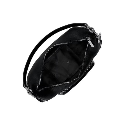 Michael Kors Women's Merritt Small Pebbled Leather Convertible Crossbody Bag Black/Silver