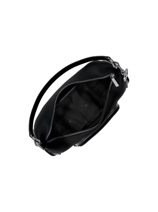 Michael Kors Women's Merritt Small Pebbled Leather Convertible Crossbody Bag Black/Silver