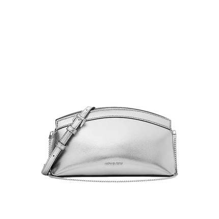 Michael Kors Women's Athena Small Metallic Leather Convertible Clutch Silver