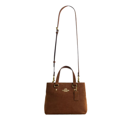 Coach Women's Station Carryall Bag Suede/Gold/Warm Brown