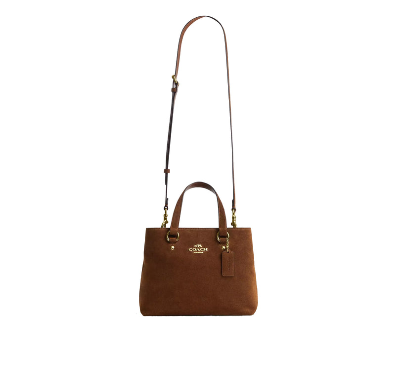 Coach Women's Station Carryall Bag Suede/Gold/Warm Brown