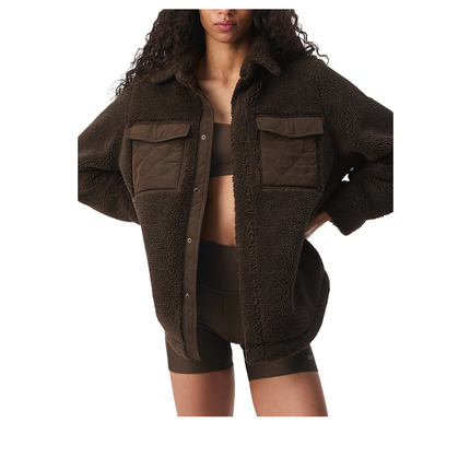 alo Unisex Sherpa Edge Shacket Espresso