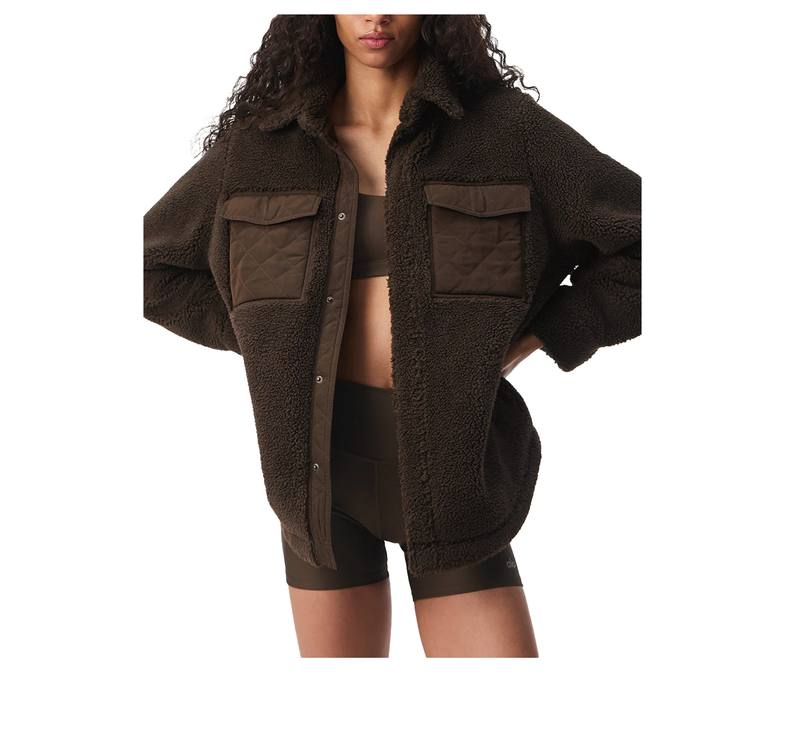 alo Unisex Sherpa Edge Shacket Espresso