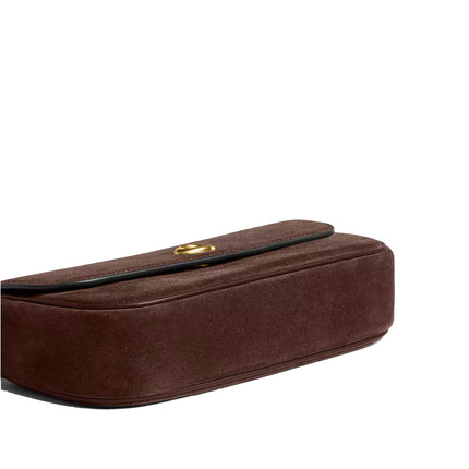 Coach Women's Brook Flap Chain Bag Suede/Brass/Dark Chocolate