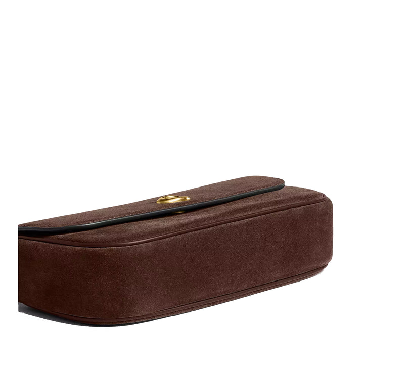 Coach Women's Brook Flap Chain Bag Suede/Brass/Dark Chocolate