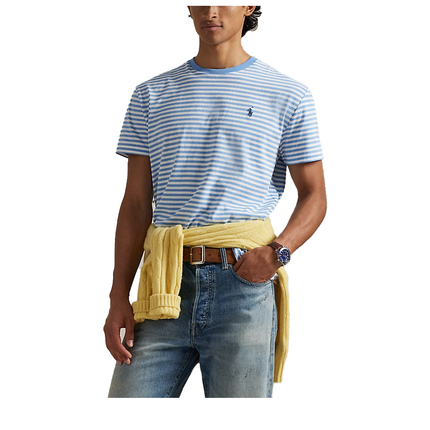 Polo Ralph Lauren Men's Classic Fit Striped Jersey T-Shirt Bristol Blue/White