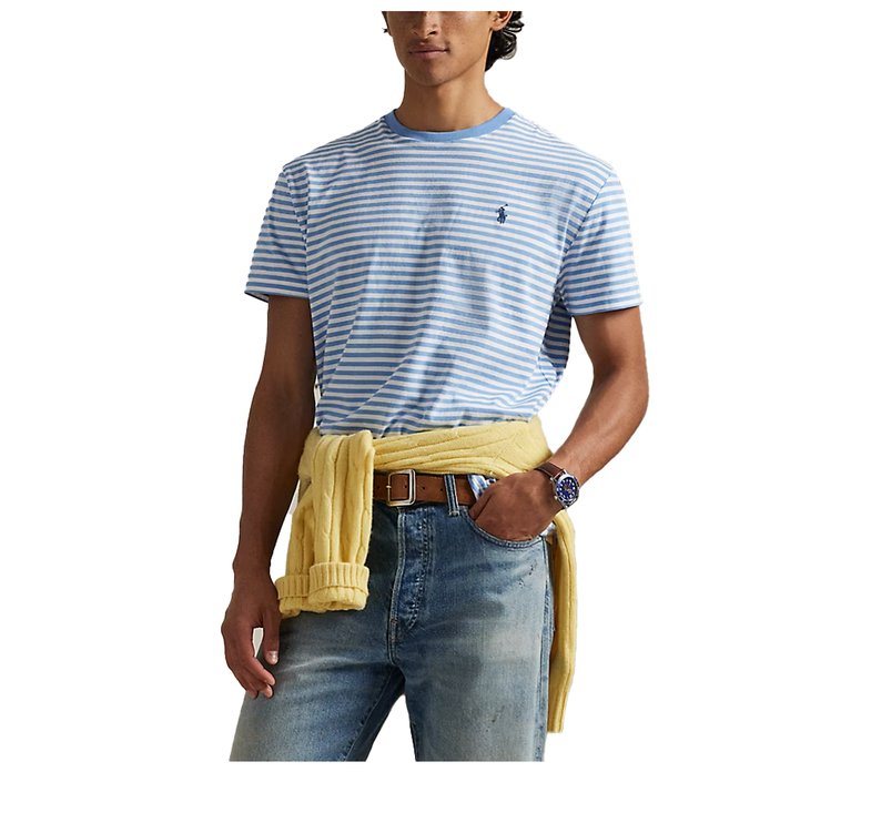 Polo Ralph Lauren Men's Classic Fit Striped Jersey T-Shirt Bristol Blue/White