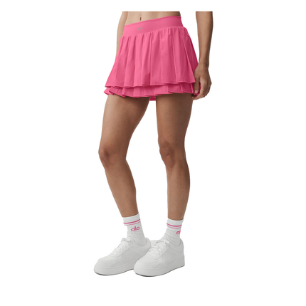 alo Women's Double Or Nothing Tennis Skirt Paradise Pink