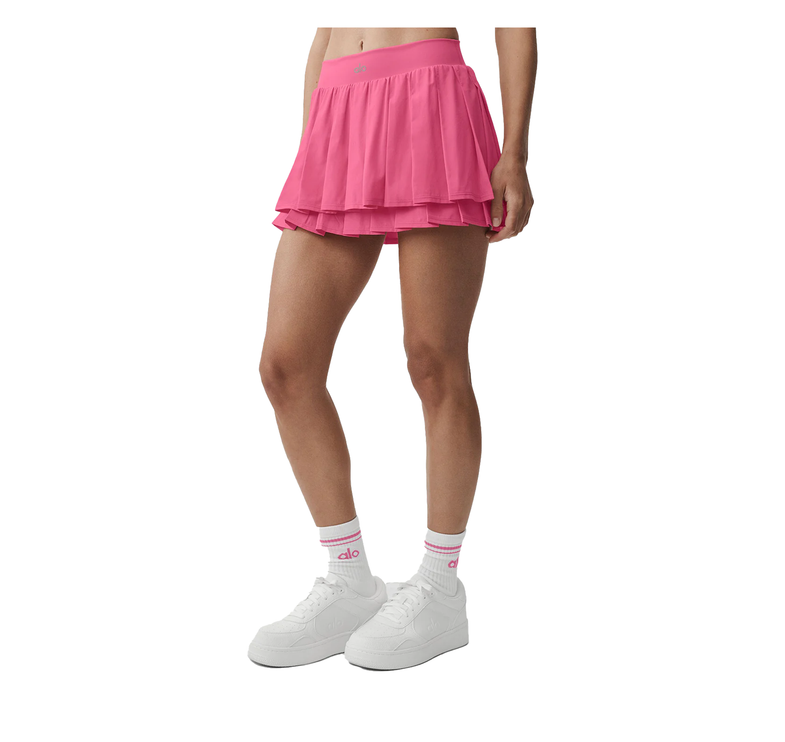 alo Women's Double Or Nothing Tennis Skirt Paradise Pink