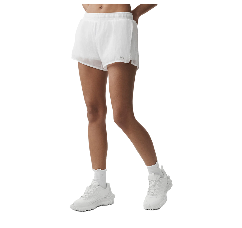 alo Women's Mid-Rise Go Time Short White