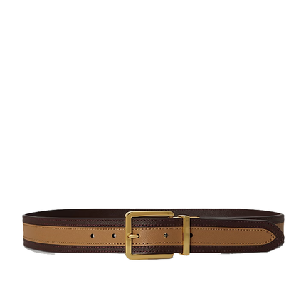 Polo Ralph Lauren Women's Two-Tone Reversible Crosshatch Belt Camel/Chestnut Brown