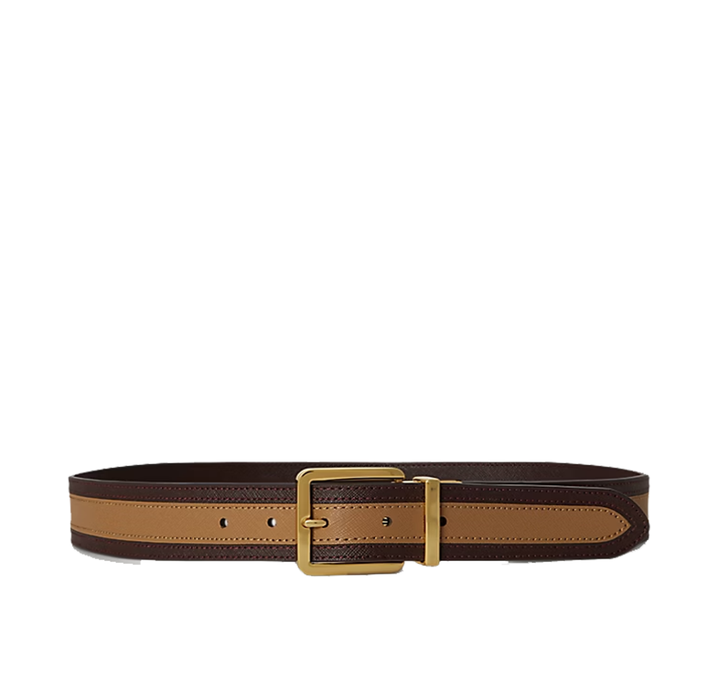 Polo Ralph Lauren Women's Two-Tone Reversible Crosshatch Belt Camel/Chestnut Brown