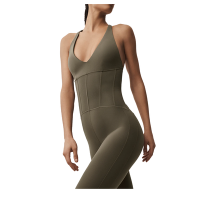alo Women's Airbrush Sparks Fly Corset Onesie Olive Tree