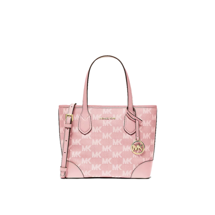 Michael Kors Women's Eva Extra-Small Logo Jacquard Convertible Tote Bag Powder Blush/Gold
