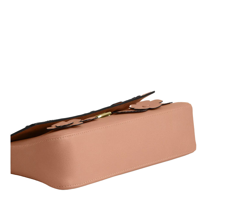 Coach Women's Etta Small Flap Shoulder Bag With Floral Applique Gold/Light Pink