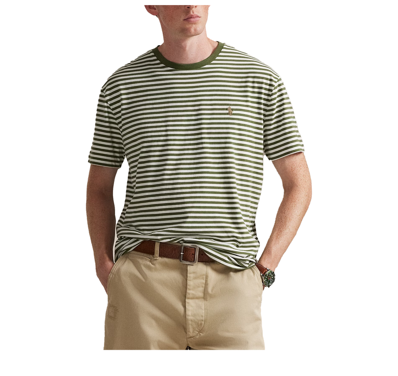Polo Ralph Lauren Men's Classic Fit Striped Jersey T-Shirt Supply Olive/White