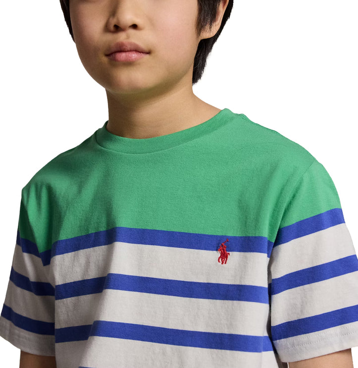 Polo Ralph Lauren Boy's Striped Cotton Jersey Tee Plato Green Multi