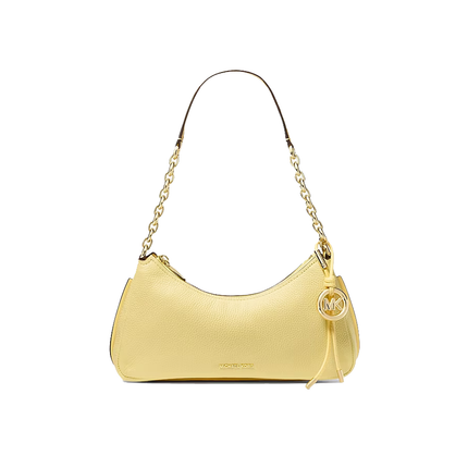 Michael Kors Women's Nolita Medium Pebbled Leather Chain Pochette Lemon/Gold