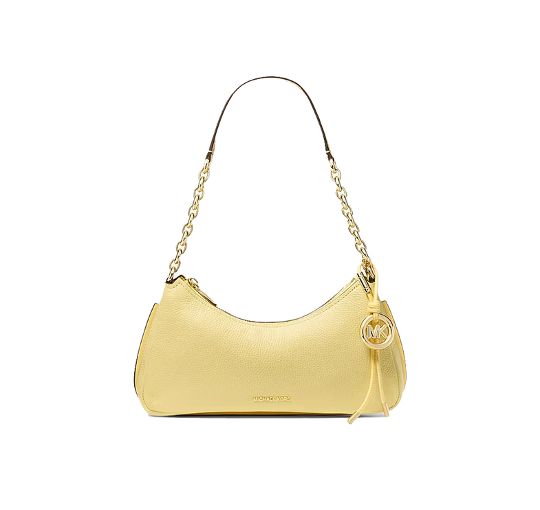 Michael Kors Women's Nolita Medium Pebbled Leather Chain Pochette Lemon/Gold