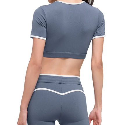 alo Women's Airbrush Race Pace Short Sleeve Bluestone/White